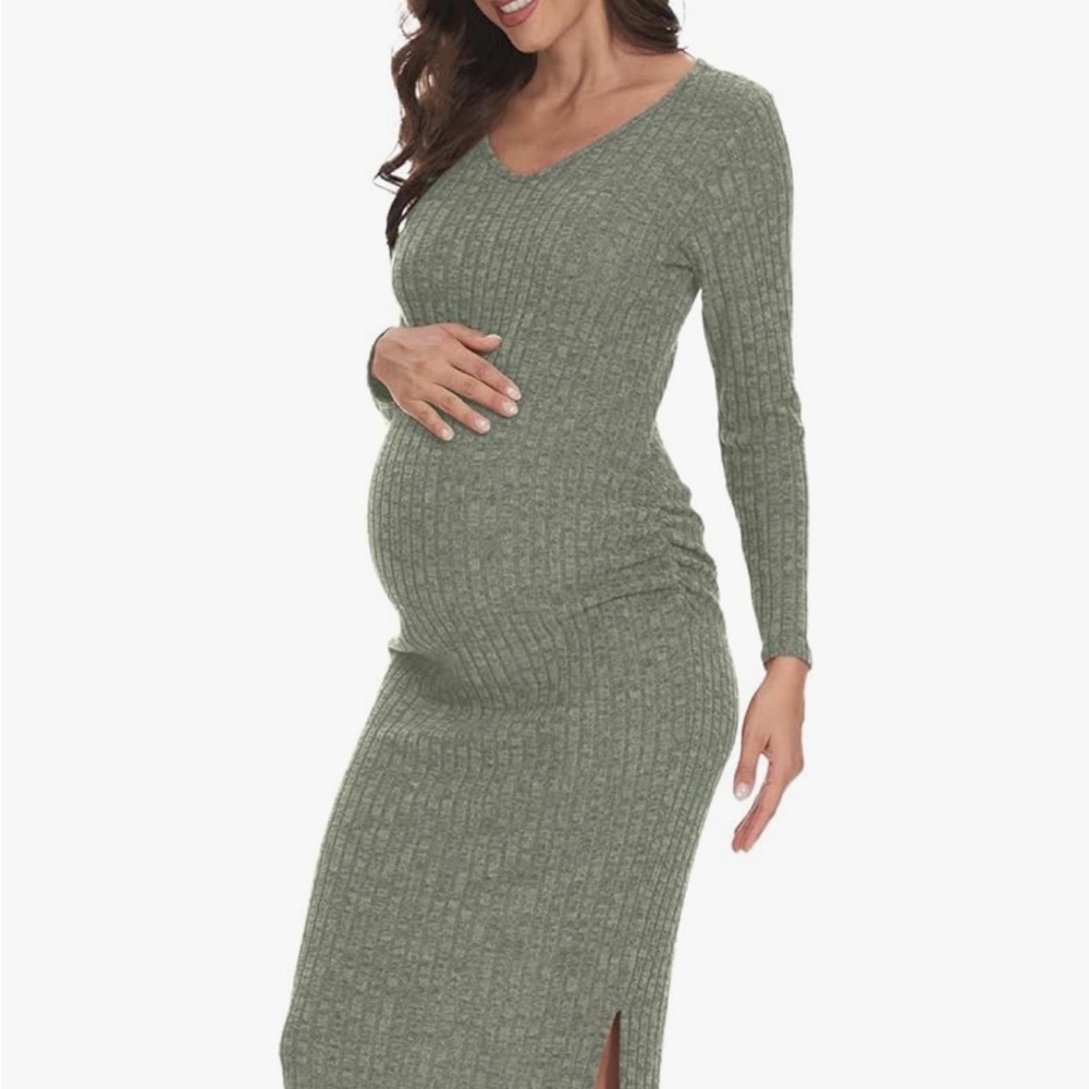 Sage Green Midi Maternity Dress